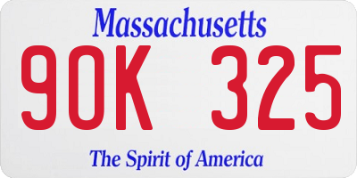 MA license plate 9OK325