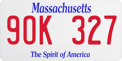 MA license plate 9OK327