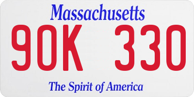 MA license plate 9OK330