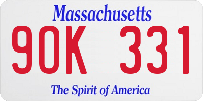 MA license plate 9OK331