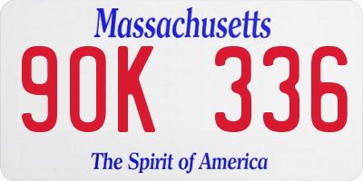 MA license plate 9OK336