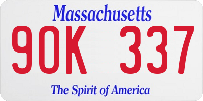 MA license plate 9OK337