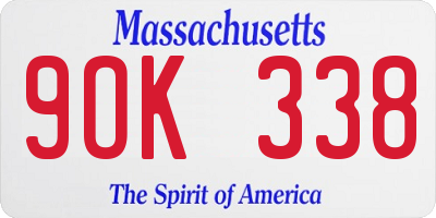 MA license plate 9OK338