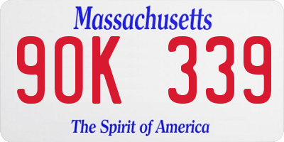 MA license plate 9OK339