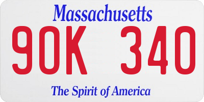 MA license plate 9OK340