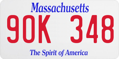 MA license plate 9OK348