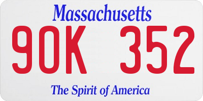MA license plate 9OK352