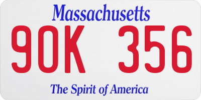 MA license plate 9OK356