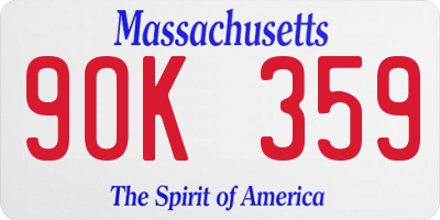 MA license plate 9OK359