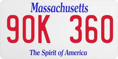MA license plate 9OK360