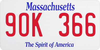 MA license plate 9OK366