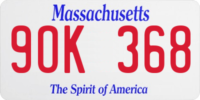 MA license plate 9OK368