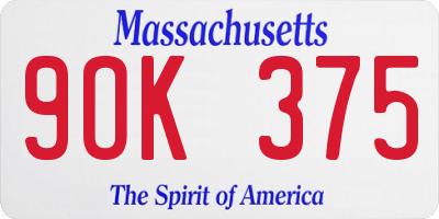 MA license plate 9OK375