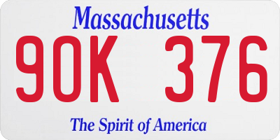 MA license plate 9OK376