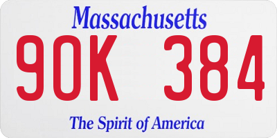 MA license plate 9OK384