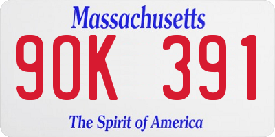 MA license plate 9OK391