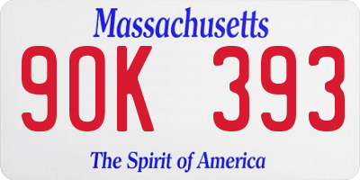 MA license plate 9OK393