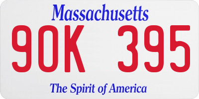 MA license plate 9OK395