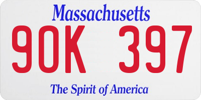 MA license plate 9OK397