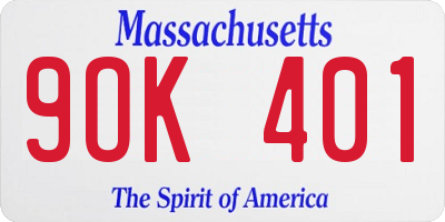 MA license plate 9OK401