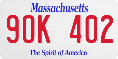 MA license plate 9OK402