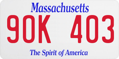 MA license plate 9OK403