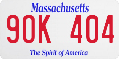 MA license plate 9OK404