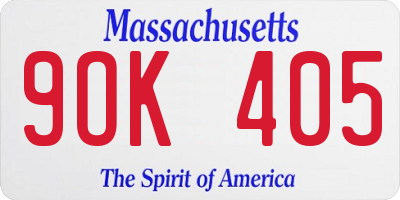 MA license plate 9OK405