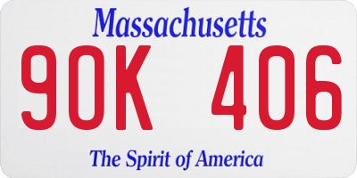 MA license plate 9OK406