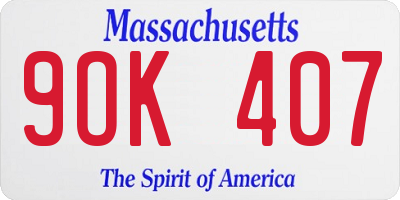 MA license plate 9OK407