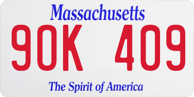 MA license plate 9OK409