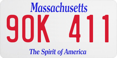 MA license plate 9OK411