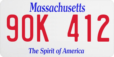 MA license plate 9OK412