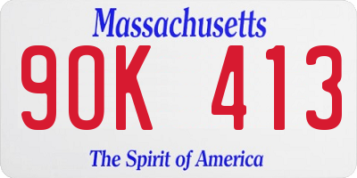 MA license plate 9OK413