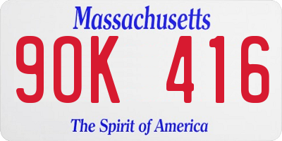 MA license plate 9OK416