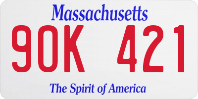 MA license plate 9OK421