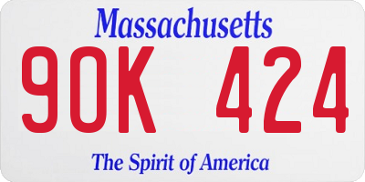 MA license plate 9OK424
