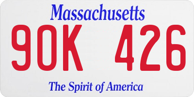 MA license plate 9OK426