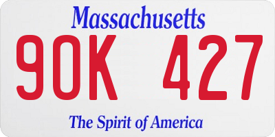 MA license plate 9OK427