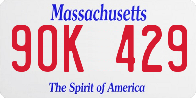 MA license plate 9OK429