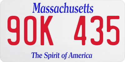 MA license plate 9OK435