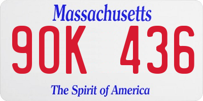 MA license plate 9OK436