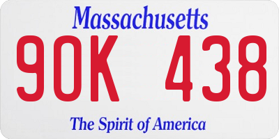 MA license plate 9OK438