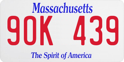 MA license plate 9OK439
