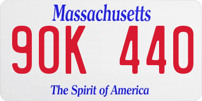 MA license plate 9OK440