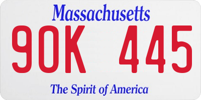 MA license plate 9OK445