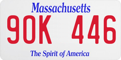 MA license plate 9OK446