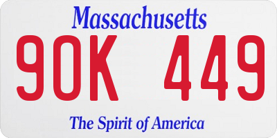 MA license plate 9OK449