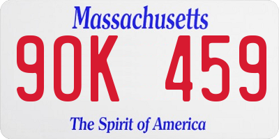 MA license plate 9OK459