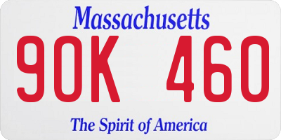 MA license plate 9OK460